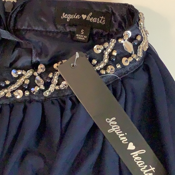 Sequin Hearts Size 5 Juniors' Layered Bedazzled Waist Flowing Skirt. New - Picture 5 of 6